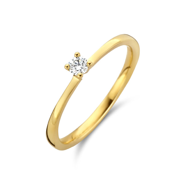 echt gouden ring met diamant van 0.15 crt | 14 karaat geel goud