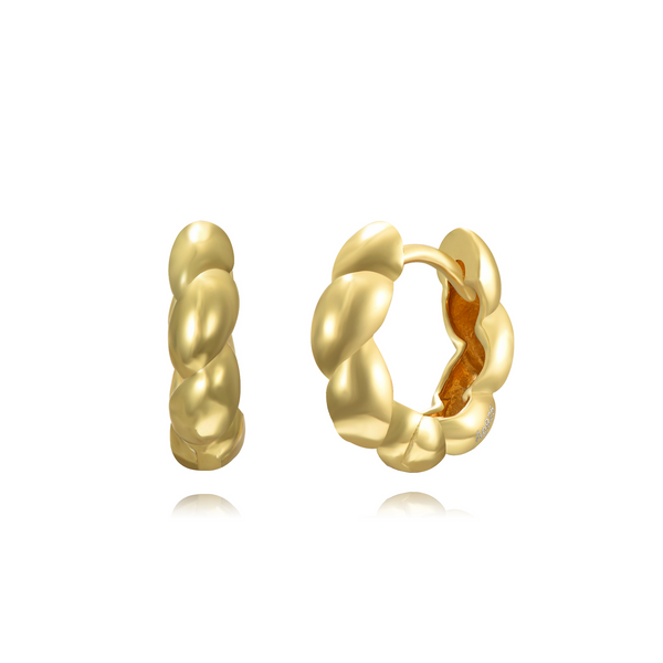 verguld gouden brede gevlochten oorringen | echt zilver | 13 mm