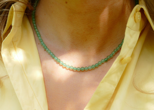 handgeknoopt groen aventurijn mineralen collier