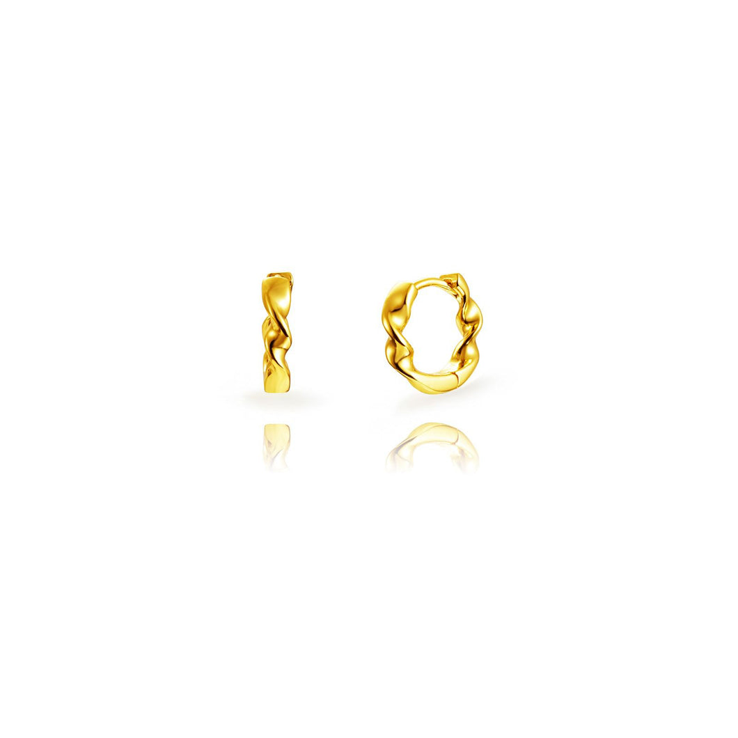 brede gevlochten oorringen van echt zilver + laagje goud 12 mm