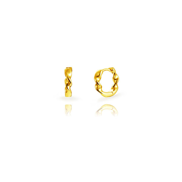 brede gevlochten oorringen van echt zilver + laagje goud 12 mm