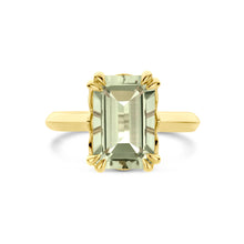 Afbeelding in Gallery-weergave laden, echt gouden ring met grote baguette geslepen groene amethist | 14 krt
