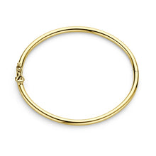 Afbeelding in Gallery-weergave laden, geel gouden rond afgewerkte bangle van 14 karaat geel goud
