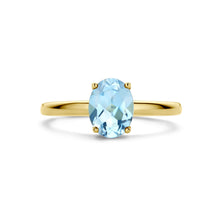 Afbeelding in Gallery-weergave laden, echt gouden ring met blauwe topaas | 14 krt geel goud
