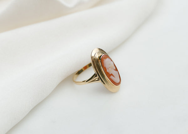 vintage 14 krt geel gouden camee ring