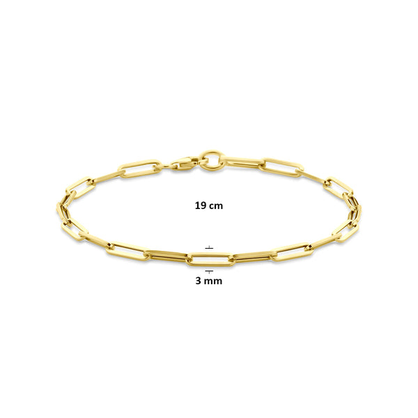 9 krt geel gouden paperclip schakelarmband 3 mm