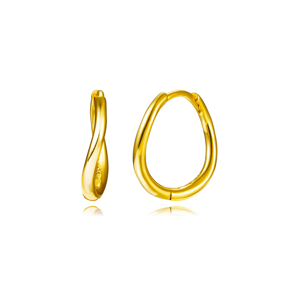 verguld gouden gladde wave oorringen | echt zilver | 15 mm