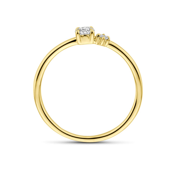 echt gouden ring met briljant geslepen lab grown diamant | 14 krt geel goud