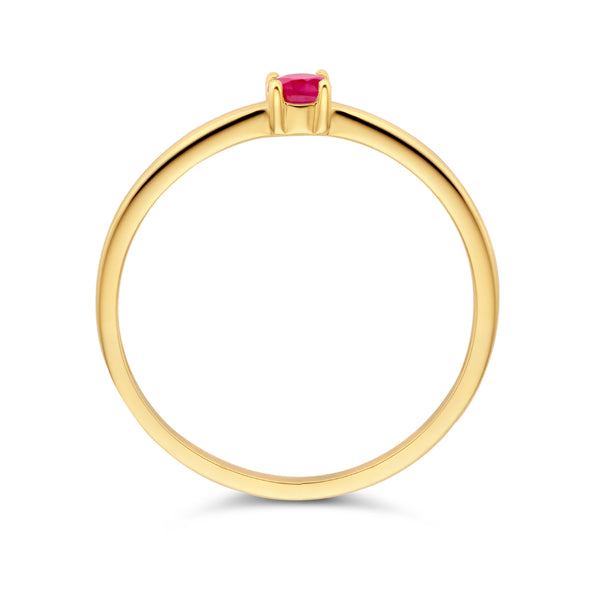 echt geel gouden ring met robijn | 14 krt geel goud - juli geboortesteen