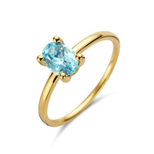 Afbeelding in Gallery-weergave laden, echt gouden ring met blauwe topaas | 14 krt geel goud
