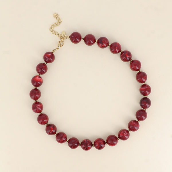 bordeaux ronde statement kralen collier