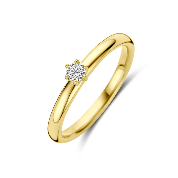 echt gouden ring met diamant van 0.10 crt | 14 karaat geel goud