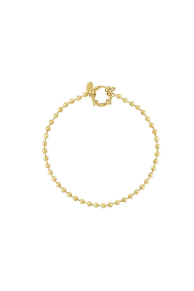 goudkleurige bolletjes armband met groot slot stainless steel