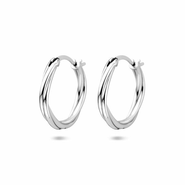 gevlochten oorringen van echt zilver 19 mm