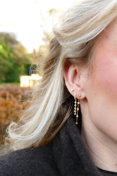 feestelijke oorhangers met transparante stenen | echt zilver + laagje goud