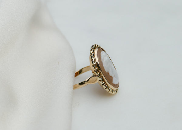 vintage 14 krt geel gouden camee ring