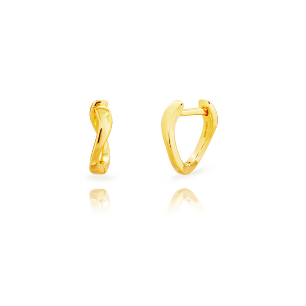 verguld gouden dunne gladde wave oorringen | echt zilver | 13 mm
