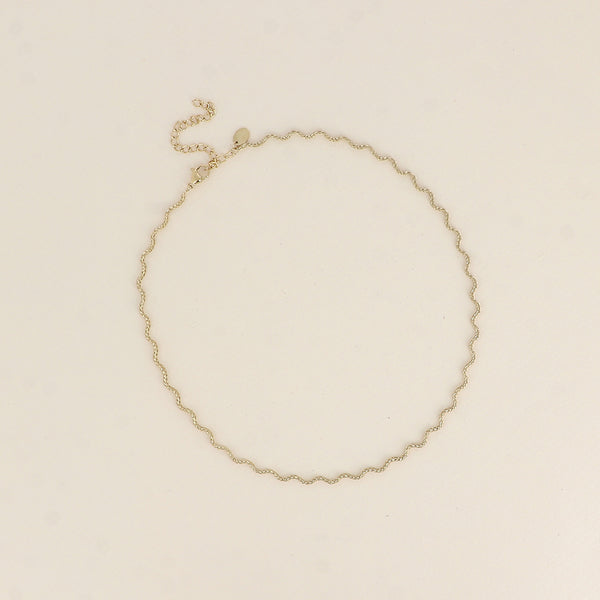 goudkleurig wave patroon kettinkje van stainless steel