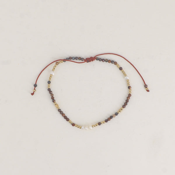 fijne bruine kralen armband in herfst tinten 🤎