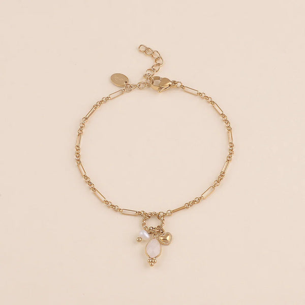 goudkleurig schakelarmbandje met bedeltjes | stainless steel