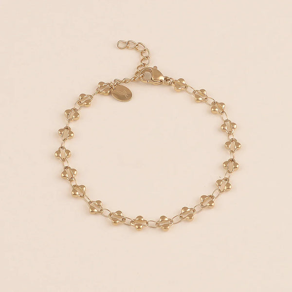 goudkleurige armband van klavertjes vier | stainless steel