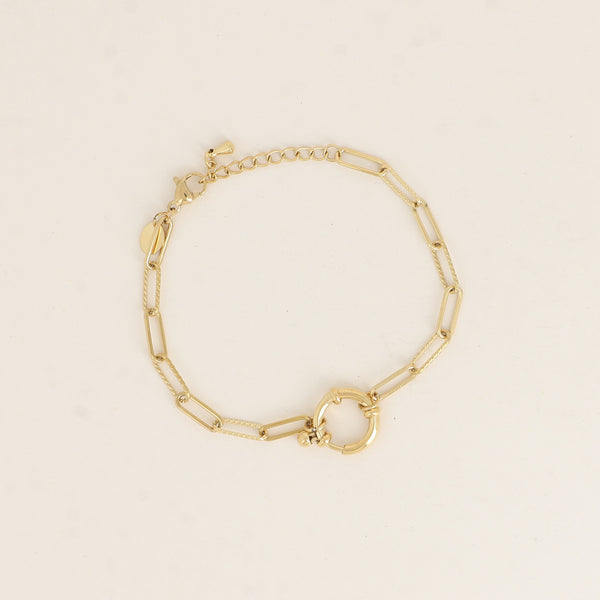 goudkleurig armbandje met groot slot | stainless steel