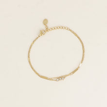Afbeelding in Gallery-weergave laden, goudkleurig dubbel schakelarmbandje met steentjes | stainless steel
