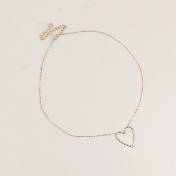goudkleurig fijn collier met groot open hart | stainless steel