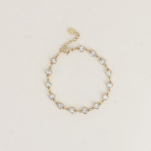 armband met hartjes vormige zirkonia stenen | stainless steel