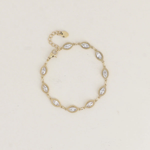 armband met ovale zirkonia stenen | stainless steel