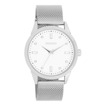 Afbeelding in Gallery-weergave laden, zilverkleurig oozoo horloge met witte wijzerplaat 40 mm
