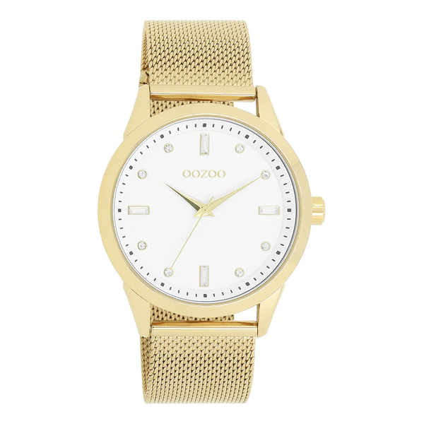 goudkleurig oozoo horloge met witte wijzerplaat 40 mm