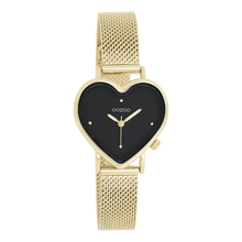 Afbeelding in Gallery-weergave laden, goudkleurig hartvormig horloge met zwarte wijzerplaat van oozoo
