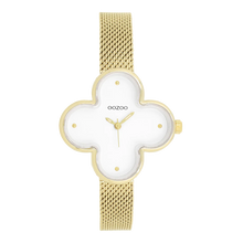 Afbeelding in Gallery-weergave laden, oozoo goudkleurig klaver vier horloge met witte wijzerplaat
