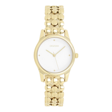 Afbeelding in Gallery-weergave laden, goudkleurig oozoo horloge met versierde band en witte wijzerplaat
