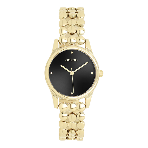 goudkleurig oozoo horloge met versierde band en zwarte wijzerplaat