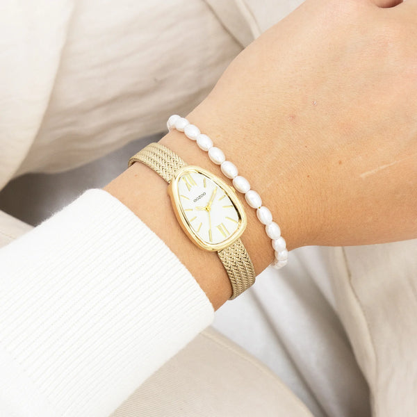 eivormig goudkleurig oozoo horloge met goudkleurige wijzerplaat