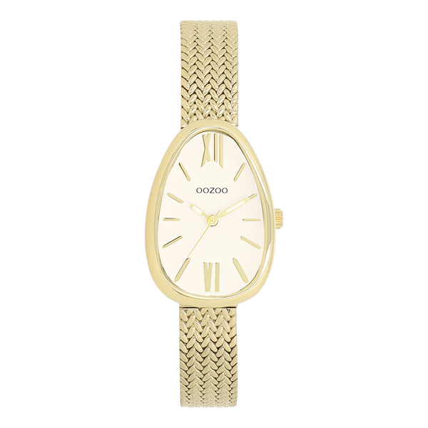 eivormig goudkleurig oozoo horloge met goudkleurige wijzerplaat
