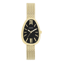 Afbeelding in Gallery-weergave laden, eivormig goudkleurig oozoo horloge met zwarte wijzerplaat

