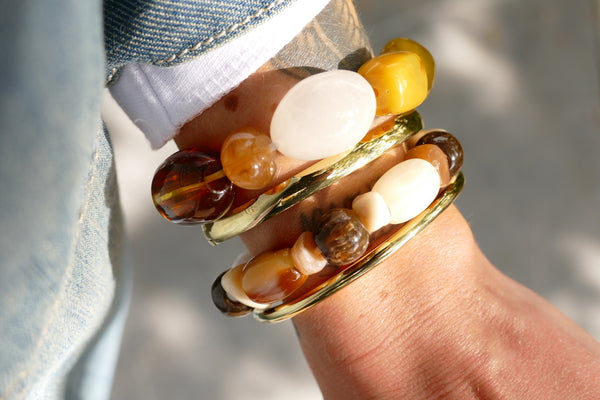 statement kralen armband van resin in herfst tinten
