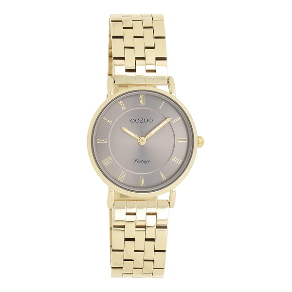 goudkleurige oozoo horloge met witte wijzerplaat 28 mm