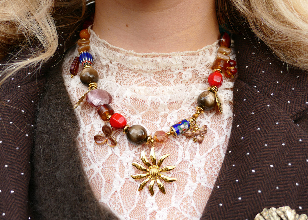 statement kralen collier met grote bedels | stainless steel