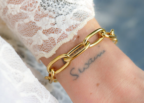 grote goudkleurig schakel armband | stainless steel