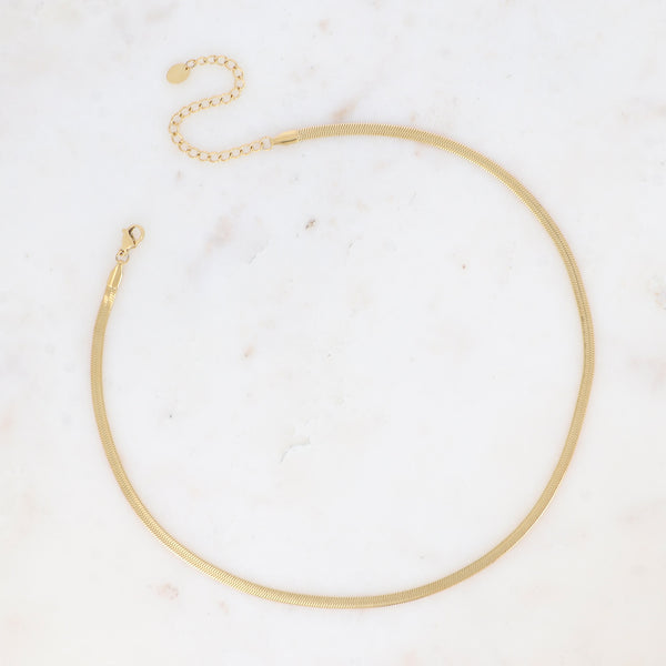 goudkleurig breed slangencollier stainless steel