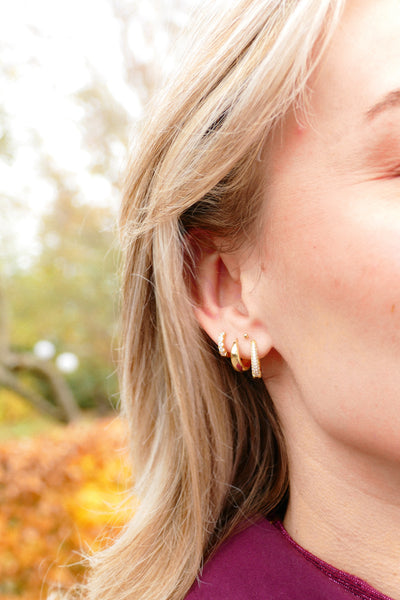 druppelvormige gladde oorringen | echt zilver + laagje goud | 15 mm