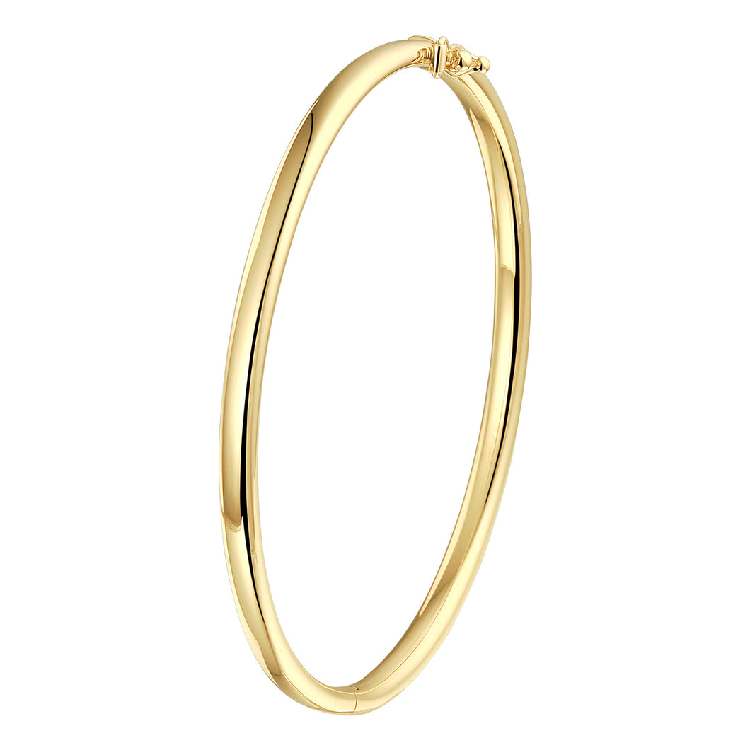 geel gouden rond afgewerkte bangle van 14 karaat geel goud 4 mm