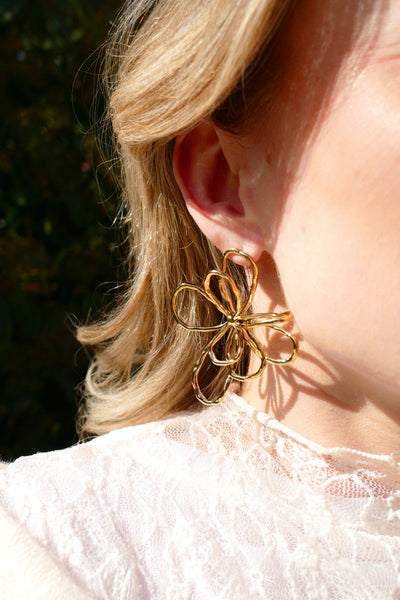 statement bloem oorknoppen | stainless steel
