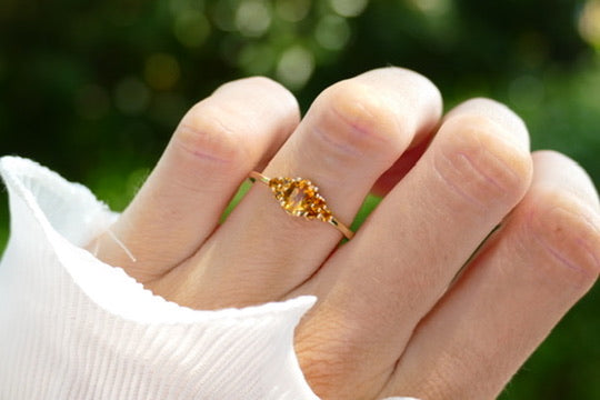 echt gouden ring met citrien | 14 krt geel goud