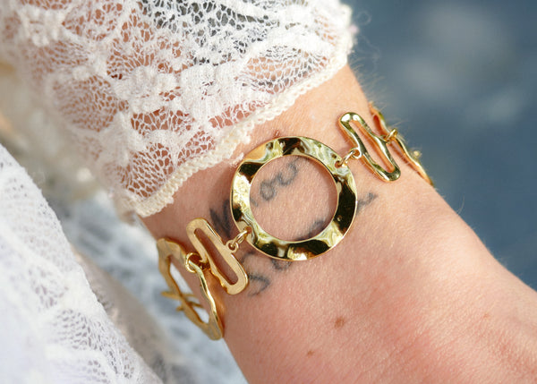 grote goudkleurig schakel armband | stainless steel