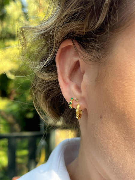 verguld gouden oorringen met smaragd kleurige steentjes | echt zilver